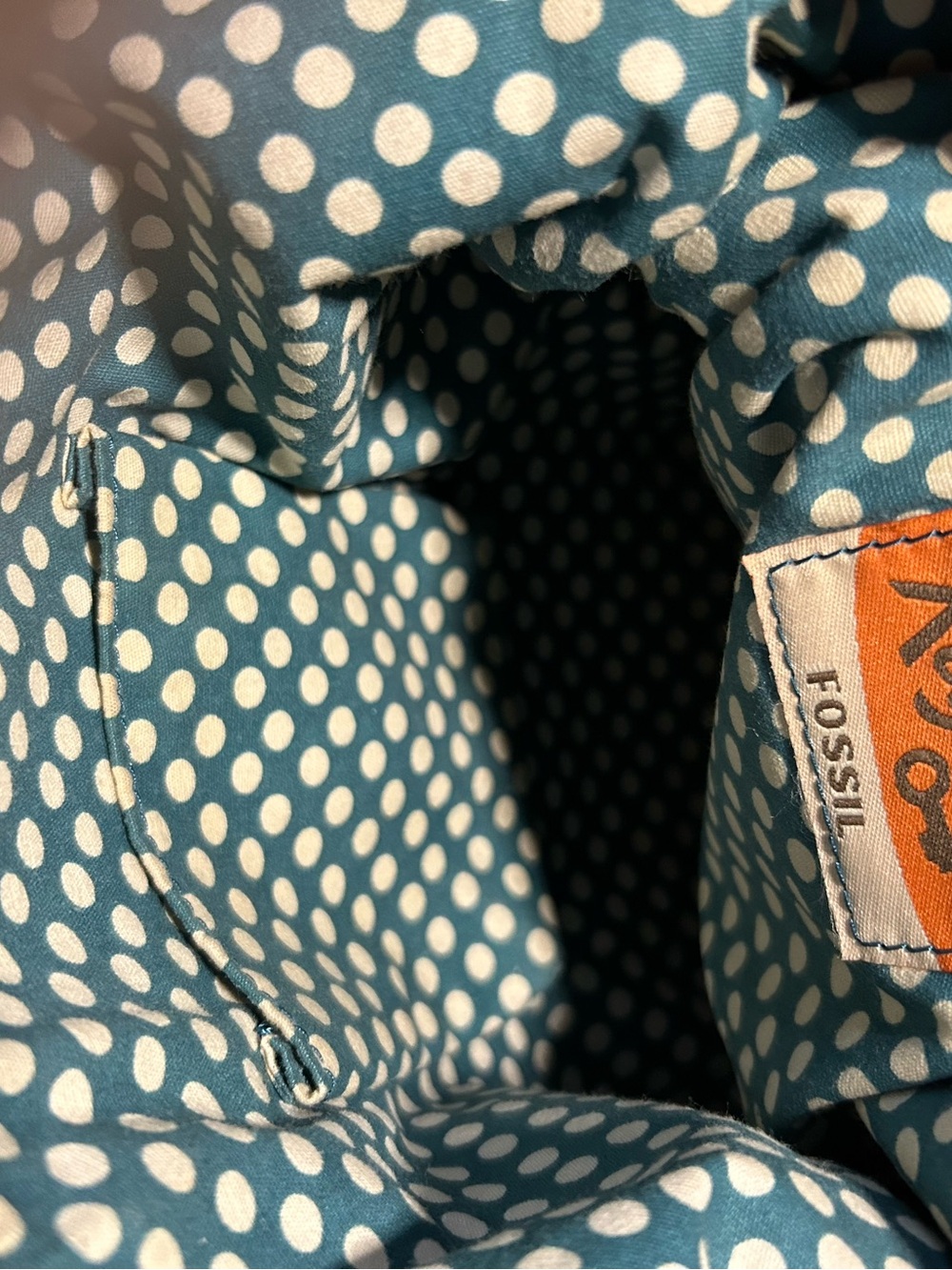Fossil Key-Per Floral Orange & Pink Coated Canvas Shoulder Bag with Tan Straps - Picture 8 of 10